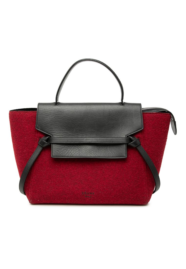 Pre-Loved Celine Mini Felt And Calfskin Belt Satchel