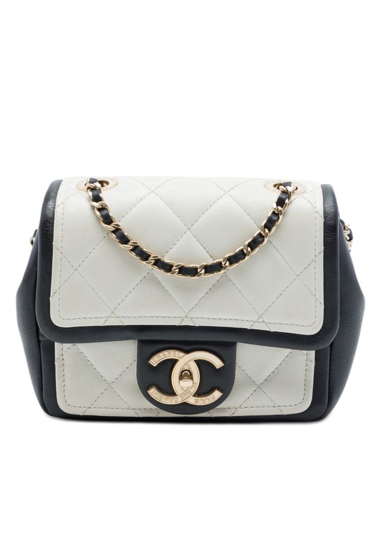 Pre-Loved Chanel Mini Square Calfskin Graphic Flap Crossbody