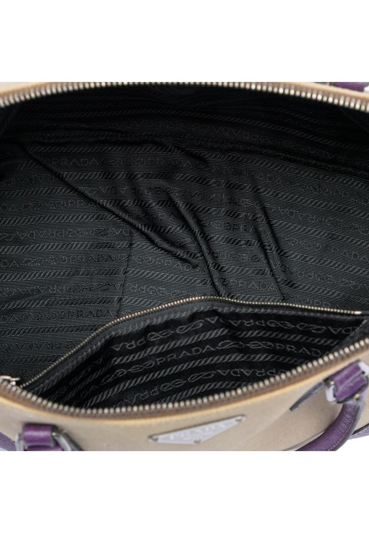 Pre-Loved Prada Cinghiale Trimmed Canapa Dome Handbag
