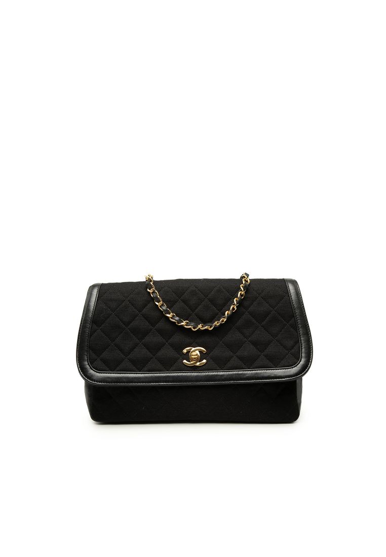 Pre-Loved Chanel Cc Quilted Jersey And Lambskin Trimmed Single Flap