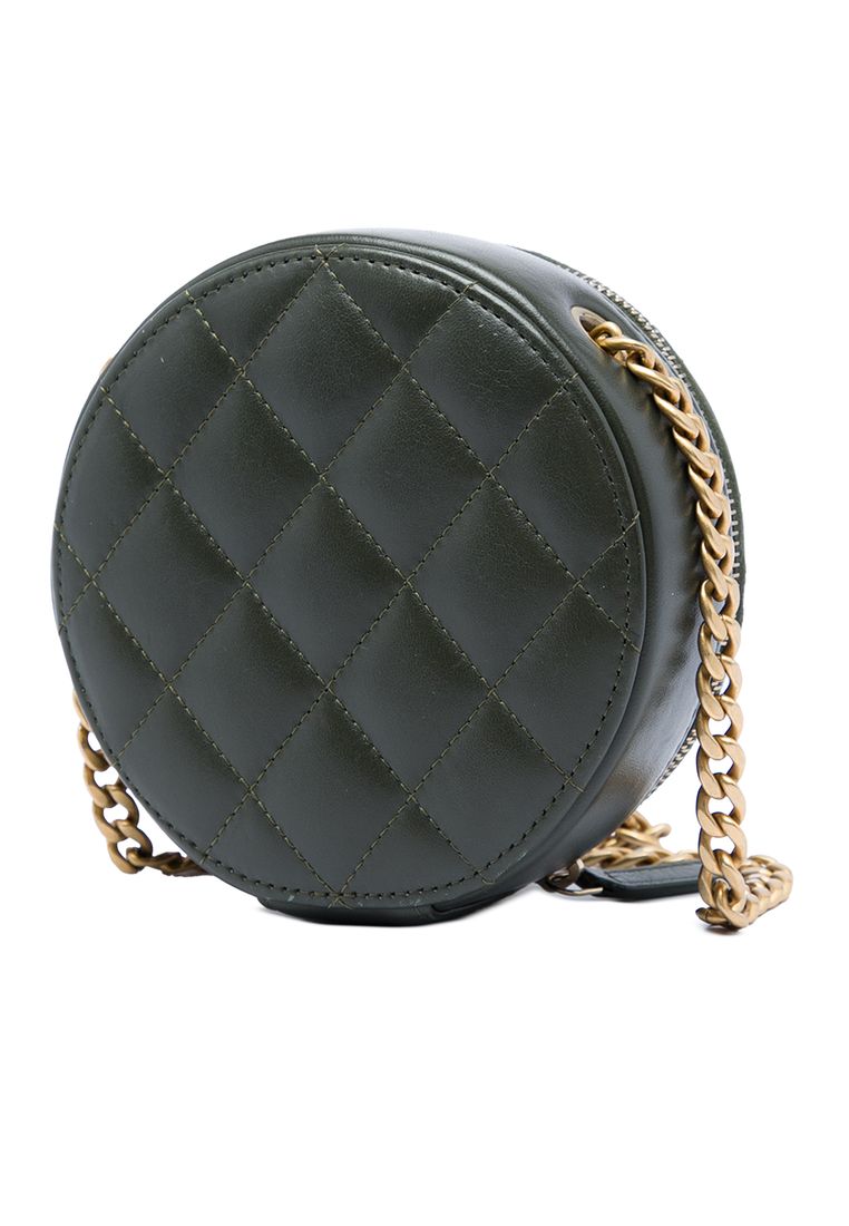 Pre-Loved Chanel Cc Quilted Lambskin Round Clutch With Chain