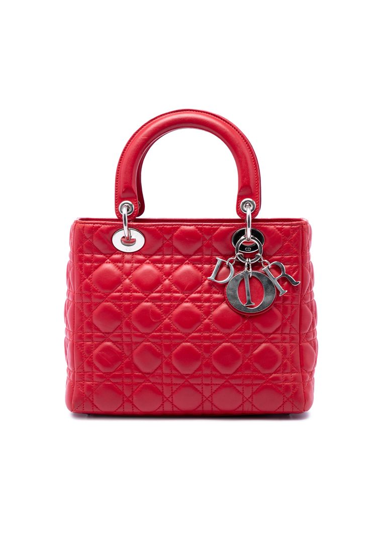 Pre-Loved Dior Medium Lambskin Cannage Lady Dior