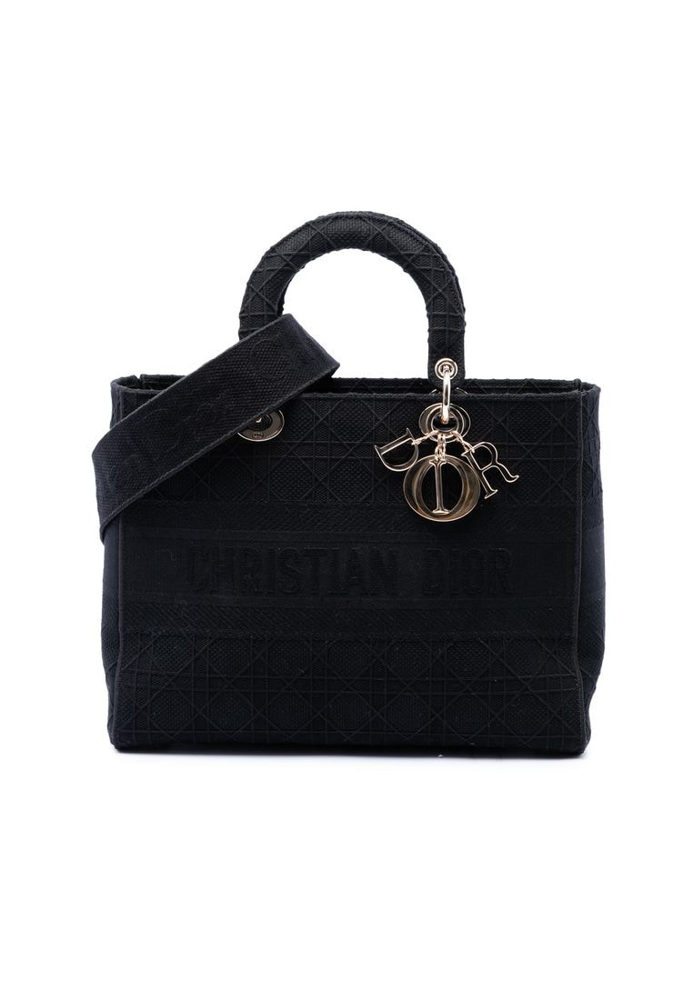 Pre-Loved Dior Large Embroidered Canvas Cannage Lady D Lite