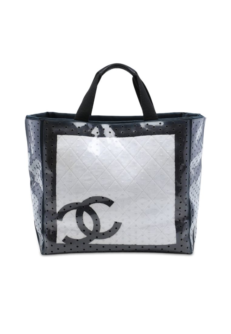 Pre-Loved Chanel Cc Quilted Cotton And Pvc Punching Tote