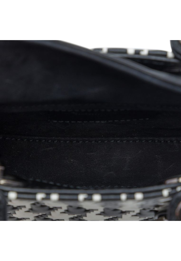 Pre-Loved Dior Micro Calfskin Houndstooth Embossed Macro Lady Dior