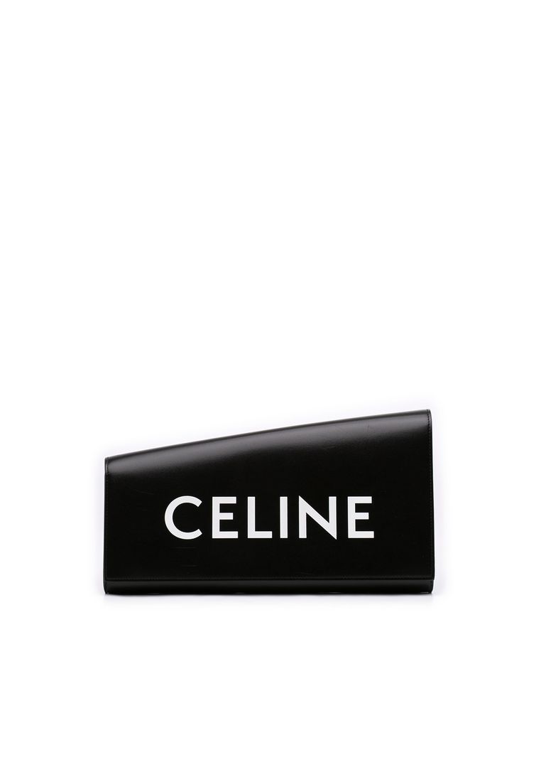 Pre-Loved Celine Leather Asymmetric Logo Clutch