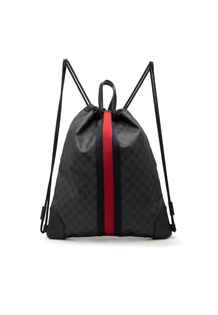 Pre-Loved Gucci Gg Supreme Web Drawstring Backpack