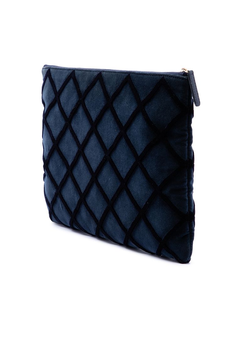 Pre-Loved Chanel Large Quilted Velvet O Case Clutch