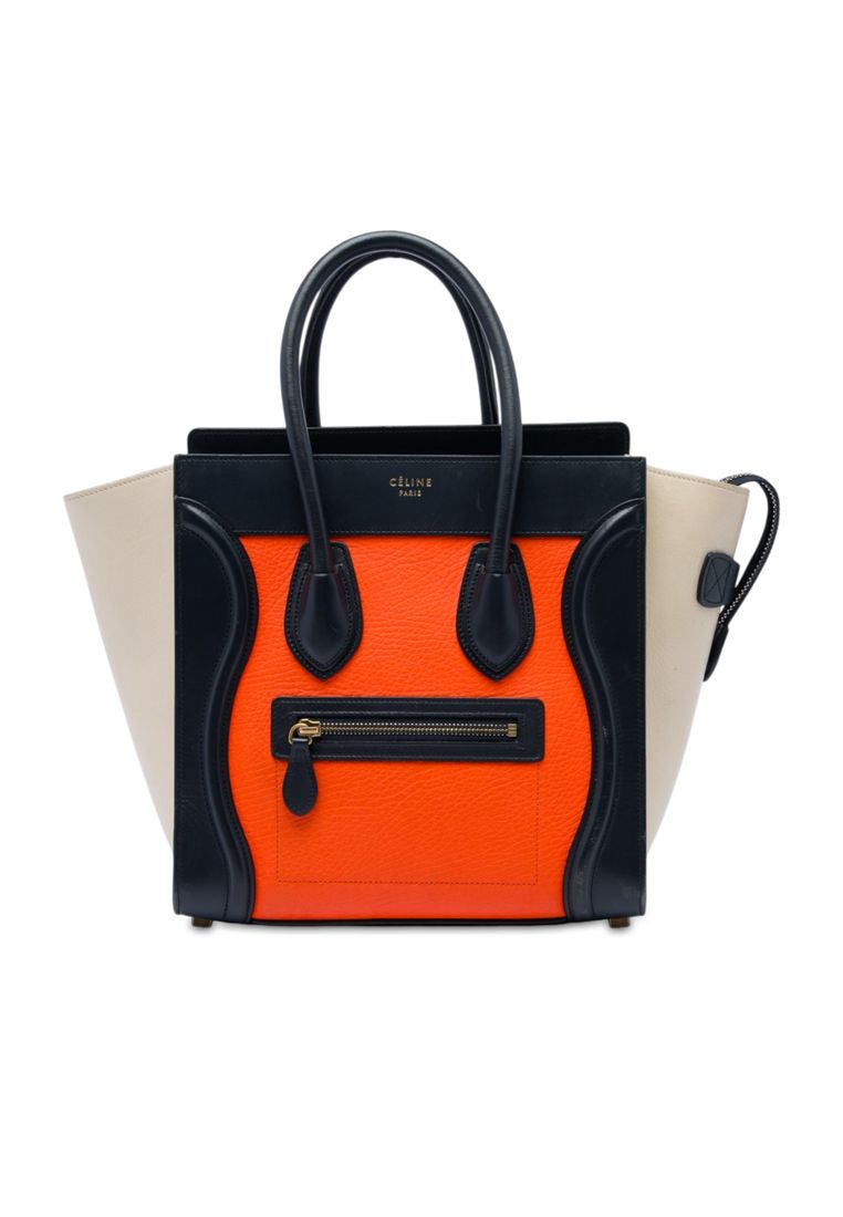Pre-Loved Celine Micro Tricolor Leather Luggage Tote