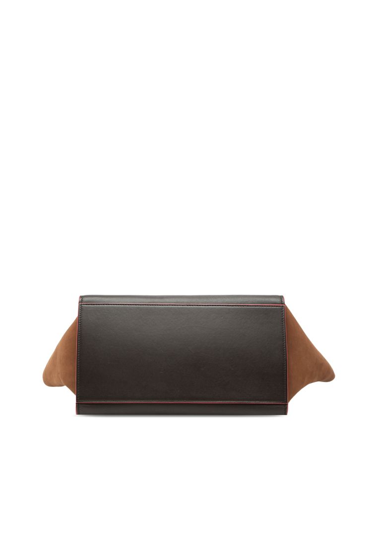 Pre-Loved Celine Small Tricolor Calfskin And Nubuck Trapeze Satchel
