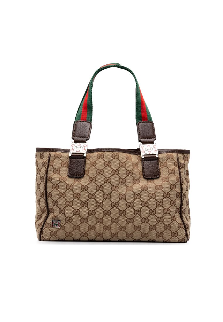 Pre-Loved Gucci Gg Canvas Web Horsebit Tote