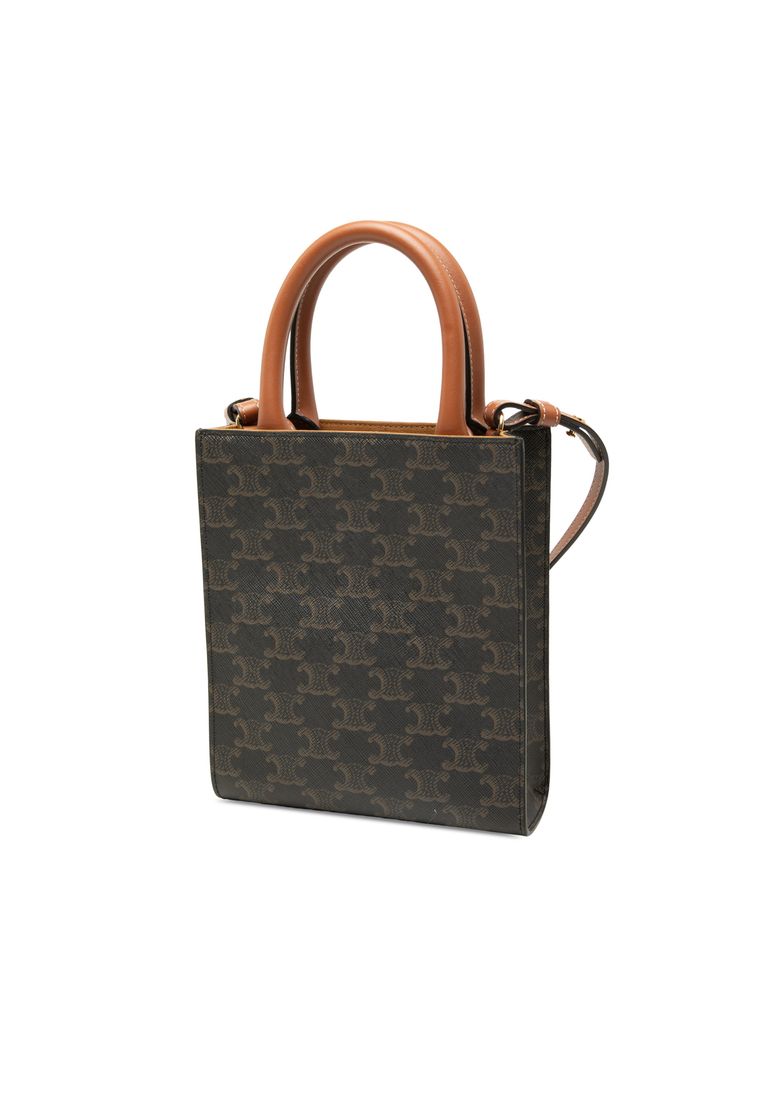 Pre-Loved Celine Mini Triomphe Coated Canvas Vertical Cabas Satchel