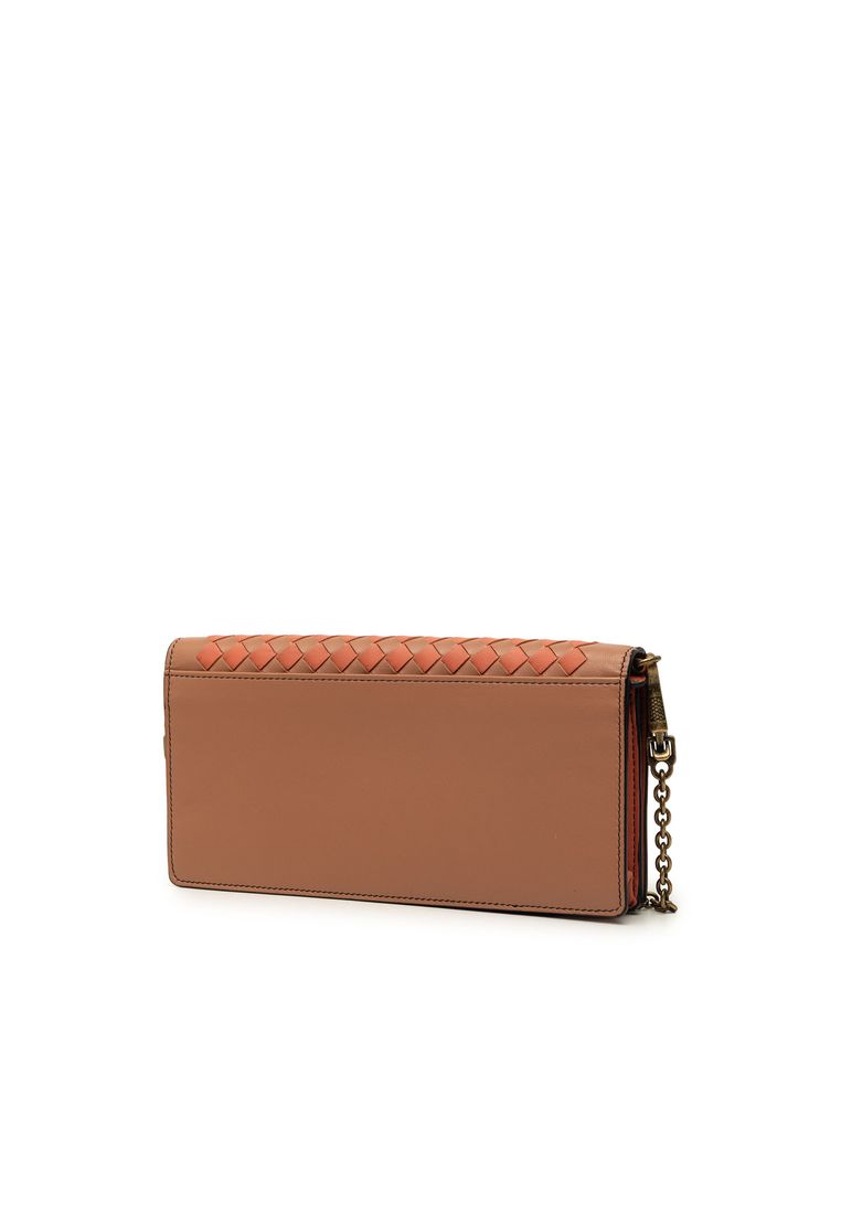 Pre-Loved Bottega Veneta Nappa Intrecciato Studded Wallet On Chain