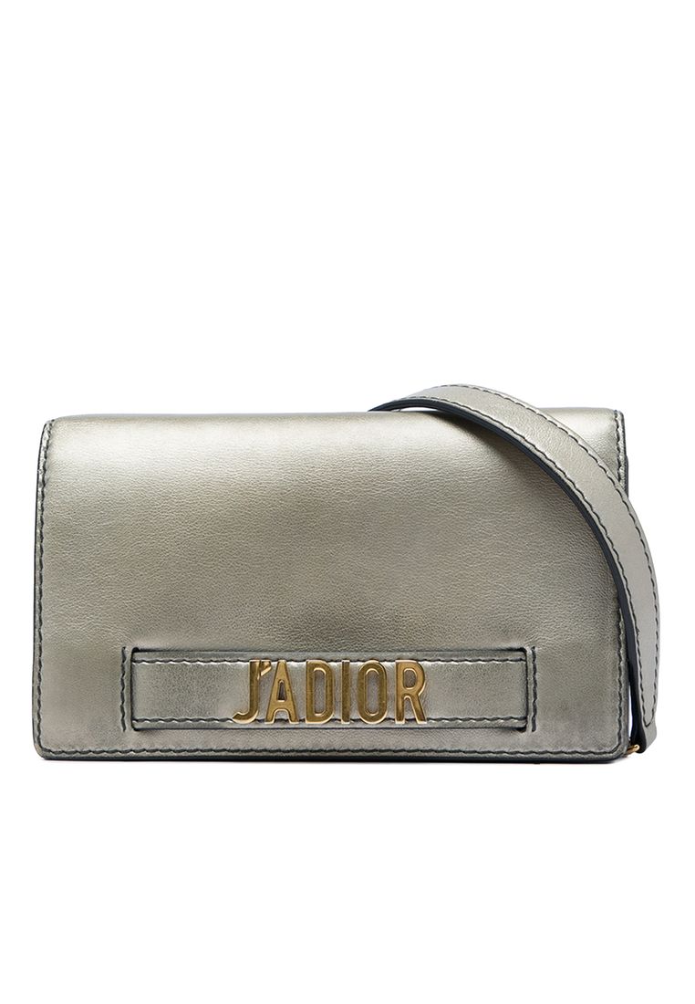Pre-Loved Dior Metallic Calfskin Jadior Clutch With Chain