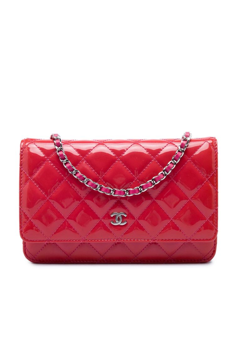 Pre-Loved Chanel Bicolor Classic Patent Wallet On Chain
