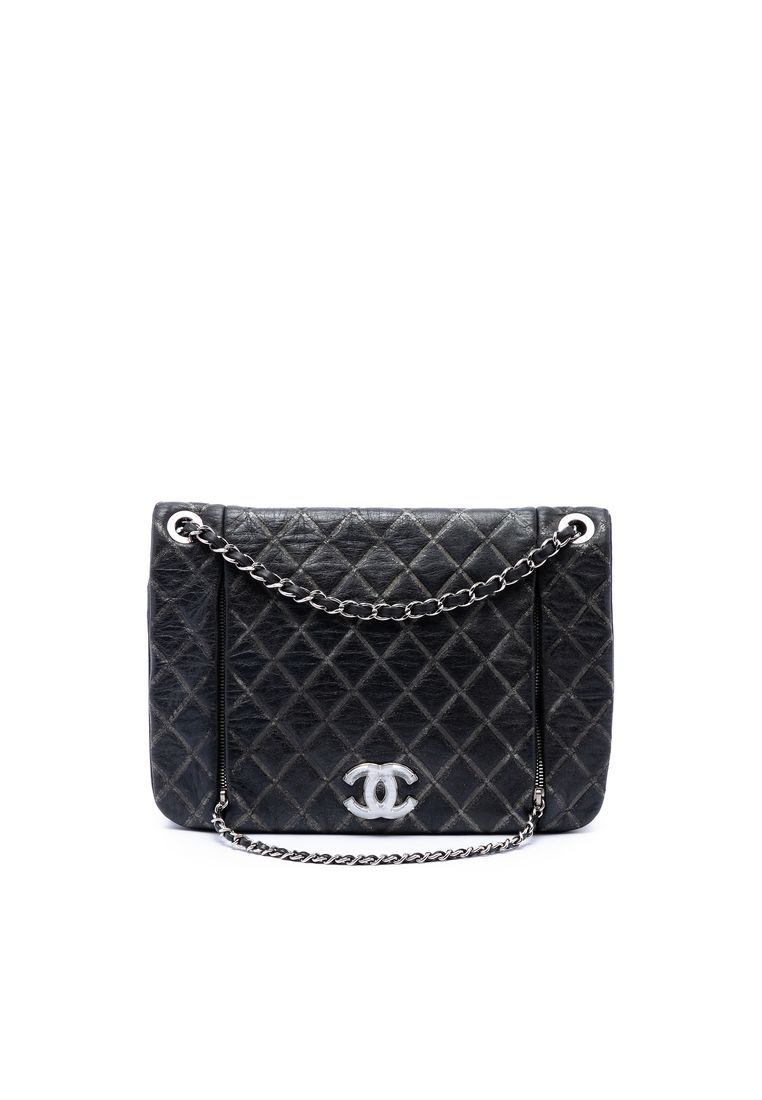 Pre-Loved Chanel Quilted Metallic Distressed Lambskin Cc Crystal Flap
