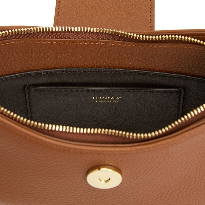 SALVATORE FERRAGAMO Gancini Women's Leather Shoulder Bag, Tan
