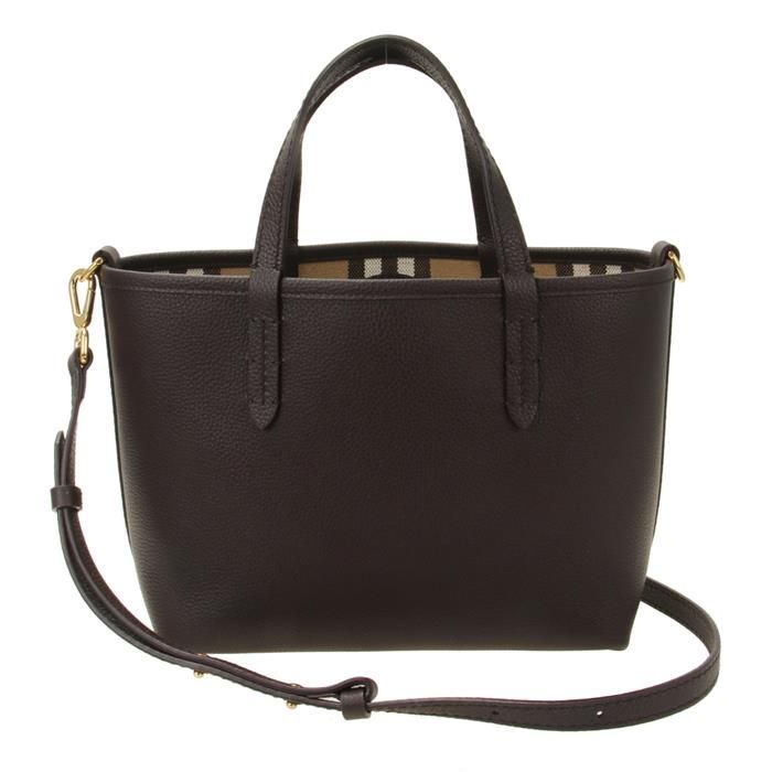 BURBERRY Mini Reversible Bloomsbury Tote, Peat Brown
