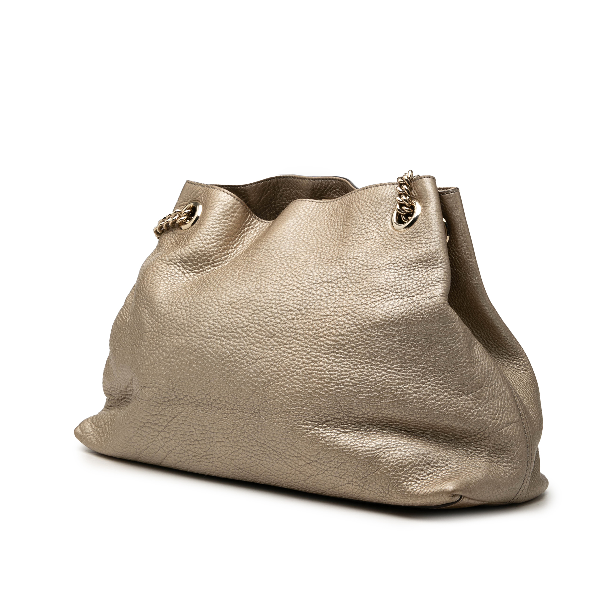 Gucci Medium Metallic Calfskin Soho Chain Tote, Gold