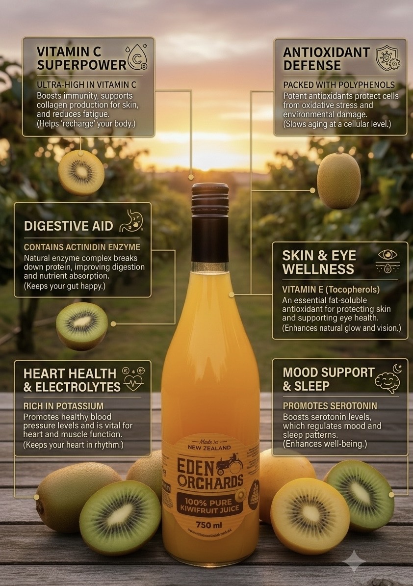 Eden Orchards 100% Pure Gold Kiwifruit Juice 750ml No Sugar Added