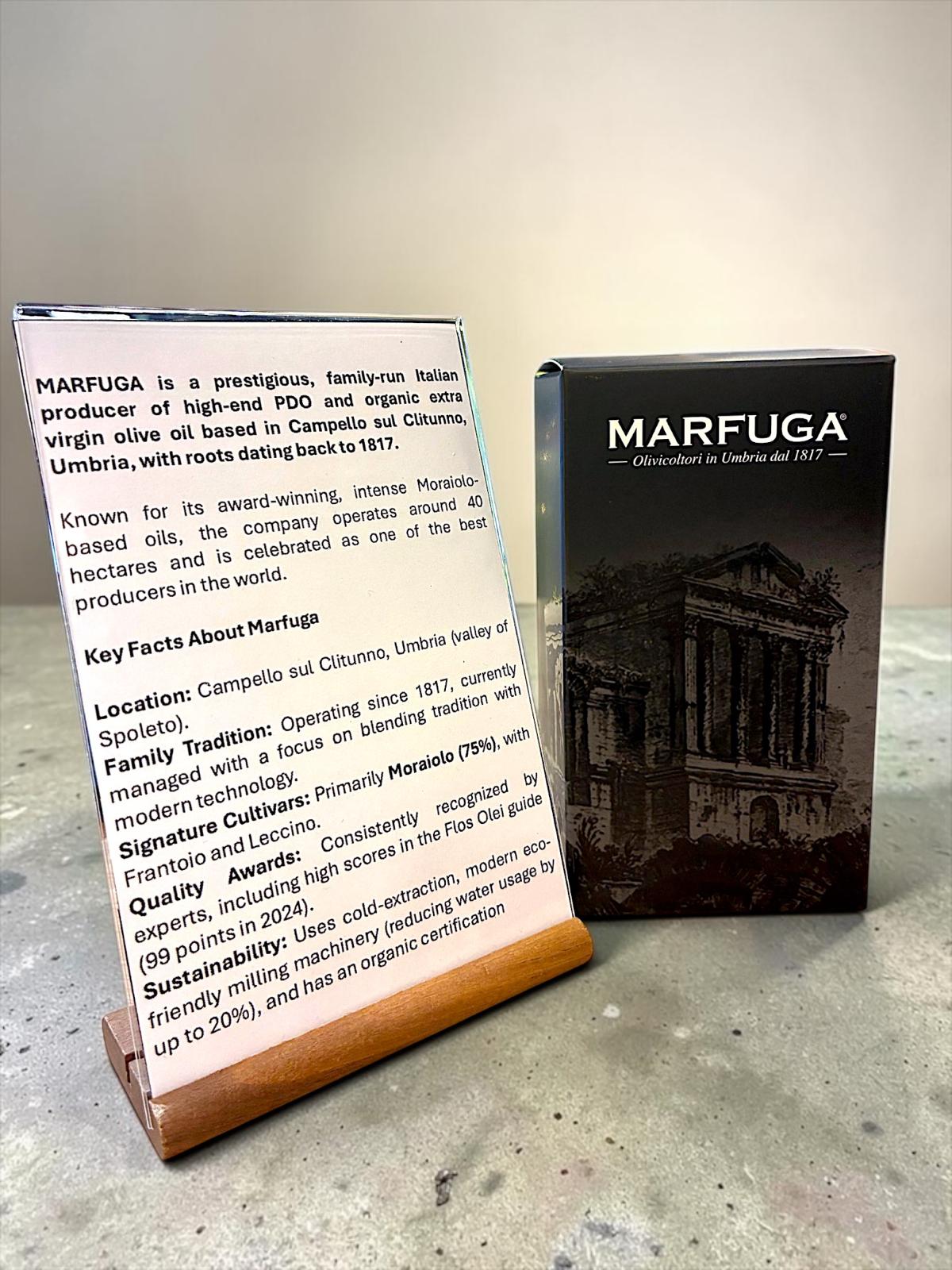 Close-up of Marfuga balsamic bottle