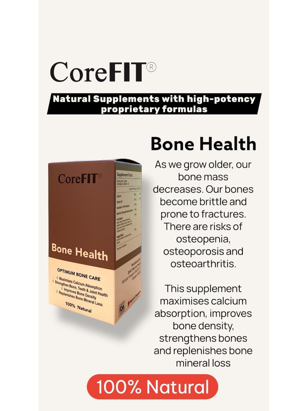 CoreFit Bone Health Calcium & Vitamin D3 Supplement 90 Tablets