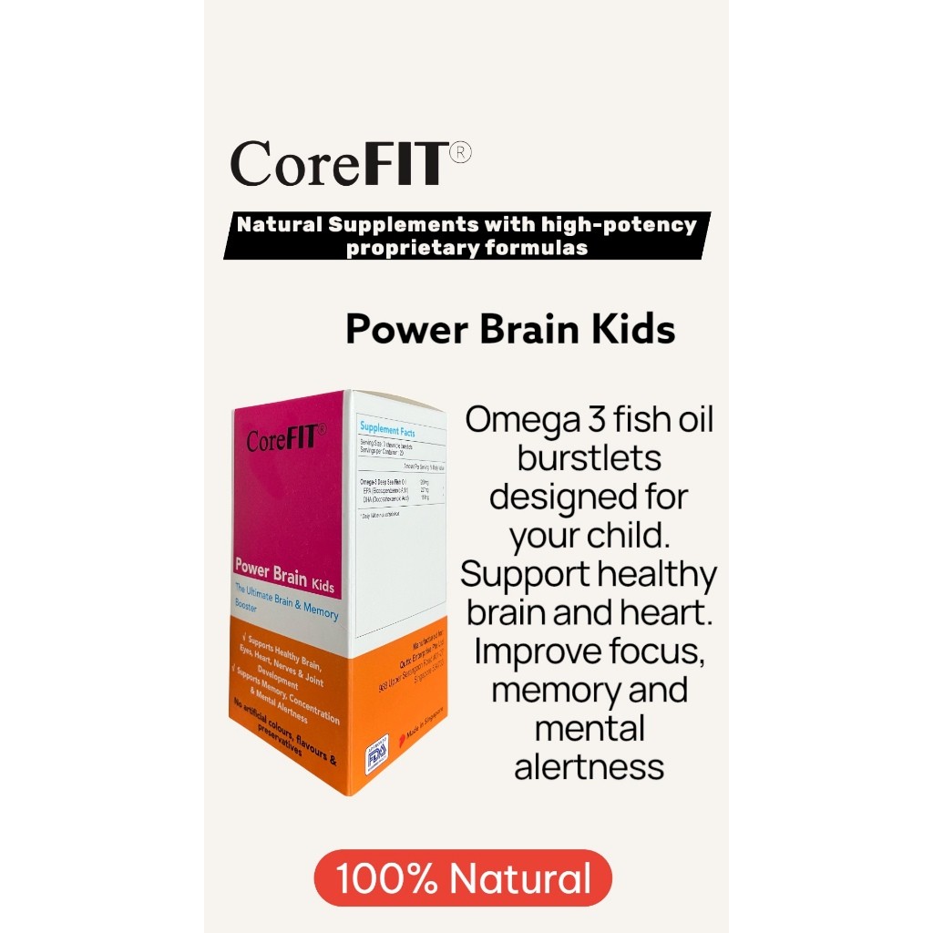 CoreFit Kids Omega-3 Fish Oil Burstlets 60s Fruity Chewable 227mg EPA 151mg DHA