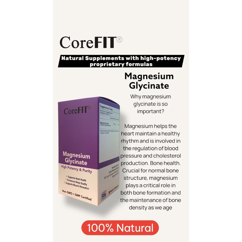 CoreFit Magnesium Glycinate 1000mg Supplement 60 Capsules