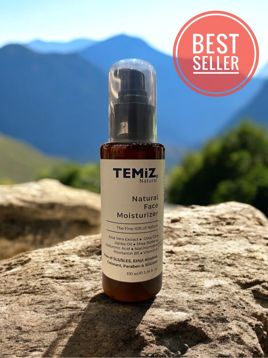 TEMiZ Hydrating Face Moisturiser 100ml with Hyaluronic Acid, Niacinamide, Vitamin B5 & E