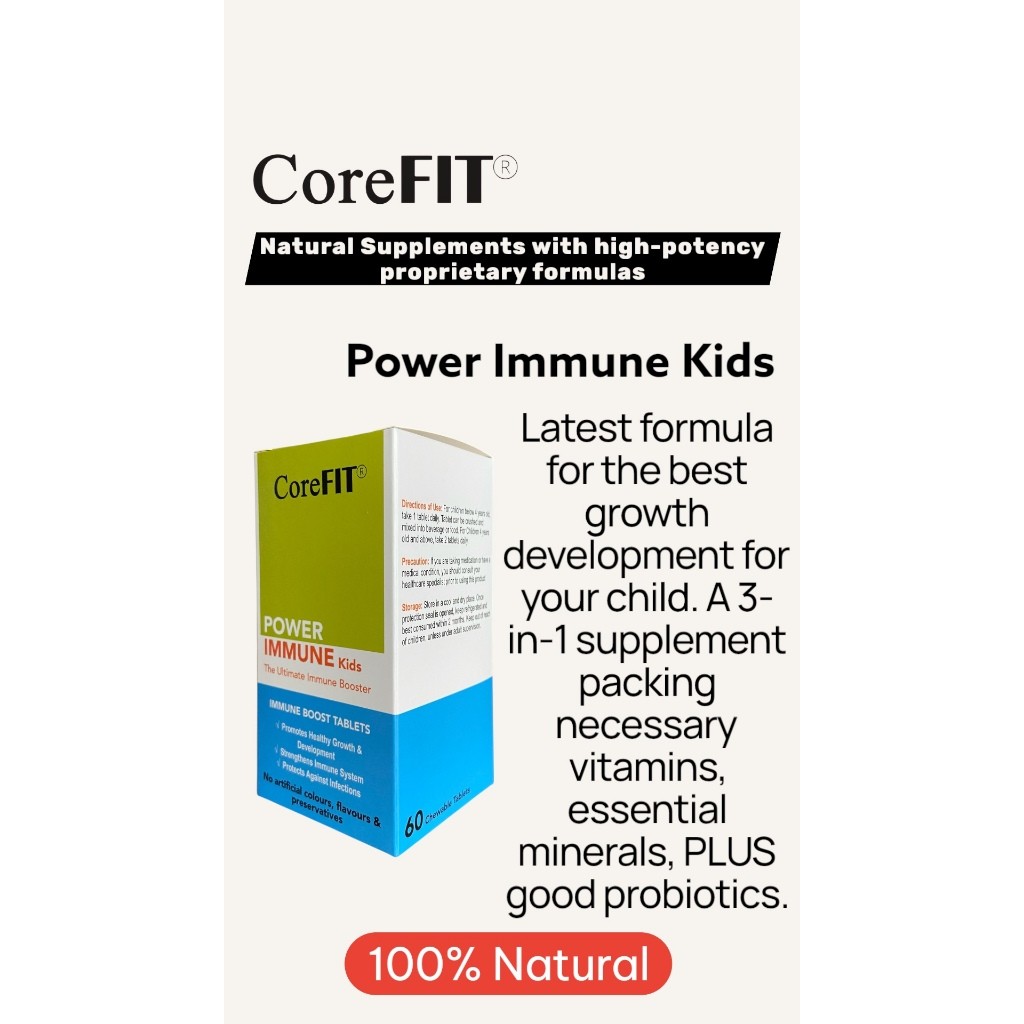 CoreFit Power Immune Kids Chewable Tablets 60s 3-in-1 Vitamins Minerals Probiotics
