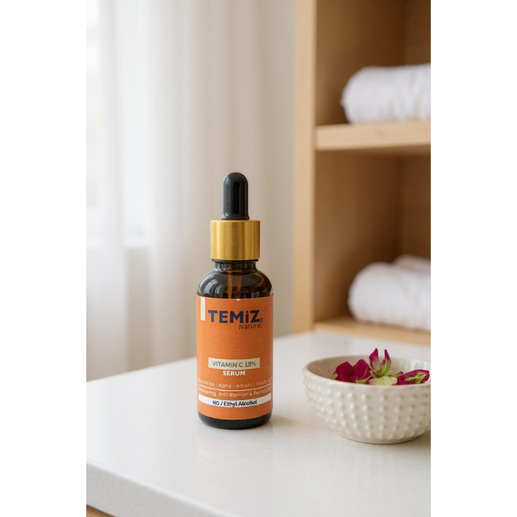 TEMiZ Natural Face Serum 30ml - 5 Options: Hyaluronic Acid, Vitamin C, Eye Contour, AHA+BHA, Retinol – Vitamin C Serum