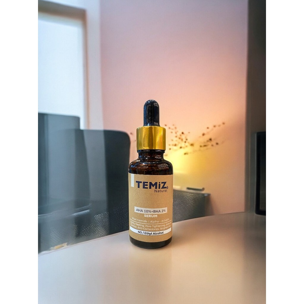 TEMiZ Natural Face Serum 30ml - 5 Options: Hyaluronic Acid, Vitamin C, Eye Contour, AHA+BHA, Retinol – AHA +BHA Serum