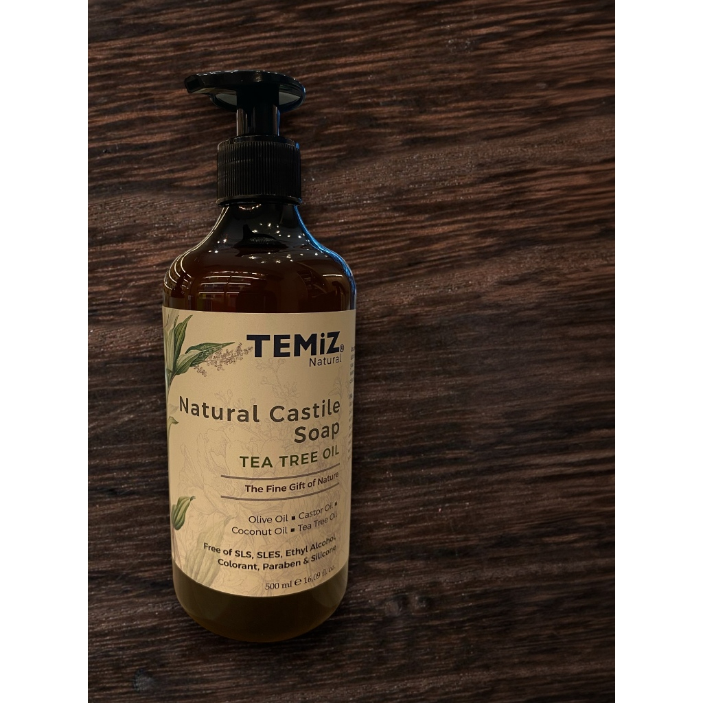 TEMiZ Liquid Castile Soap 500ml Body Wash Hand Wash Olive Oil Moisturising Lavender Orange Tea Tree Variants – Tea Tree Oil