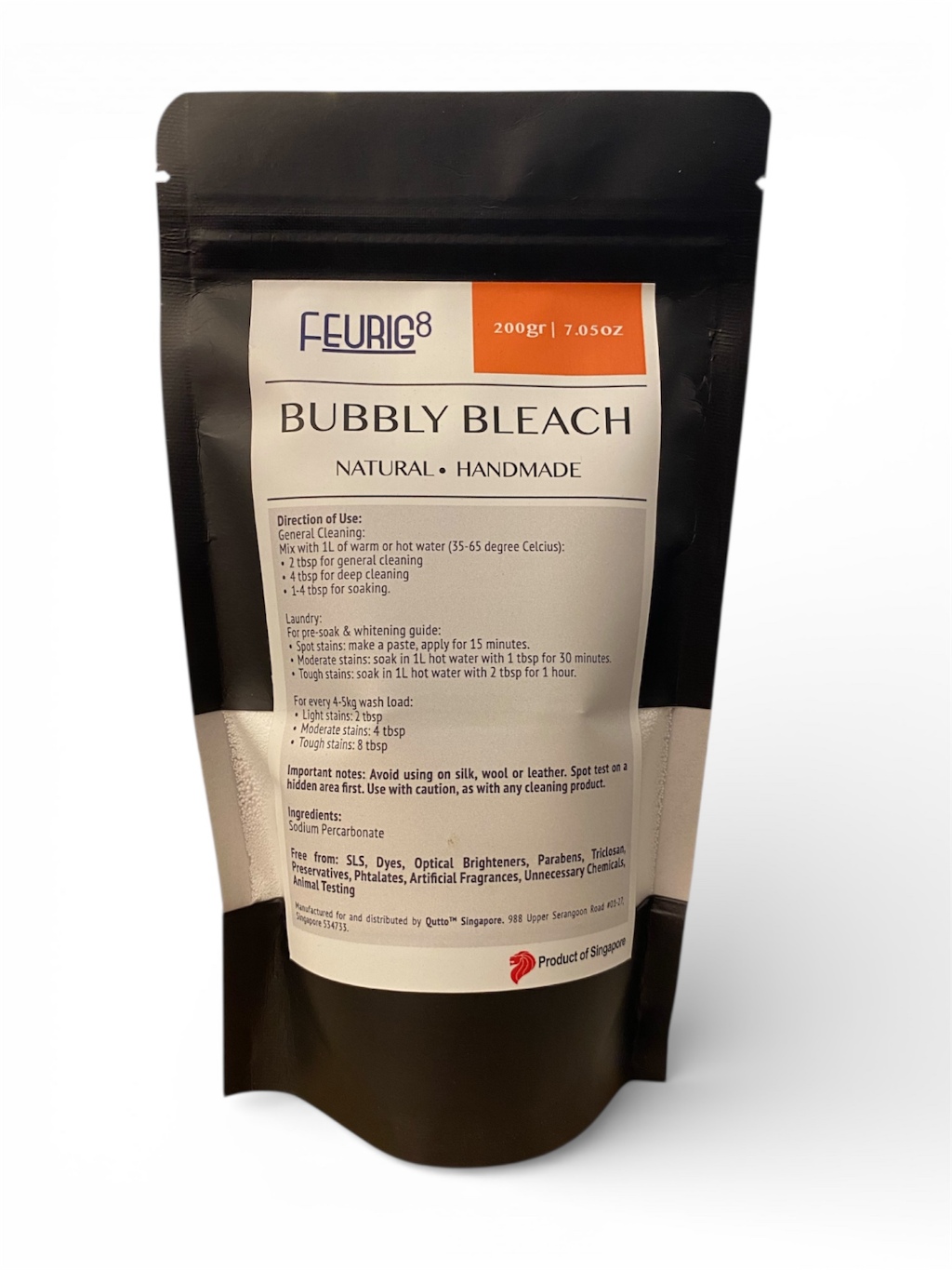 Feurig8 Bubbly Bleach Sodium Percarbonate 200g Stain Remover Powder