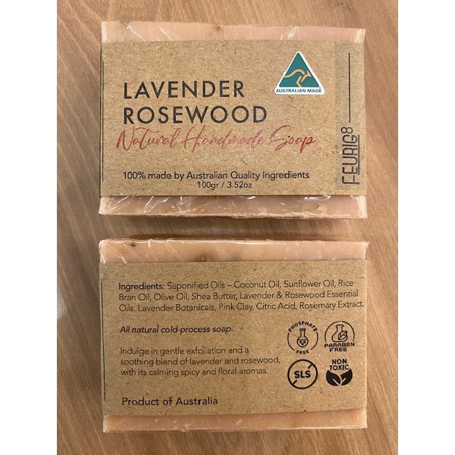 Feurig8 Natural Handmade Soap Bar 100g Australian Made – Lavender Rosewood