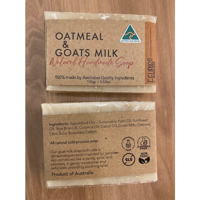 Feurig8 Natural Handmade Soap Bar 100g Australian Made – Oatmeal & Goats Milk
