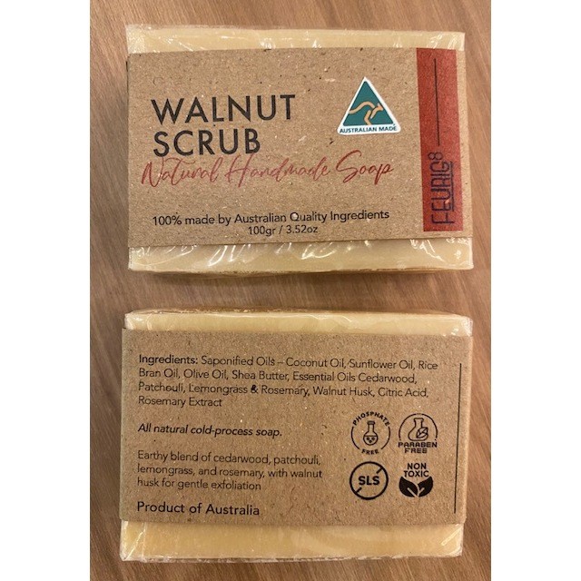 Feurig8 Natural Handmade Soap Bar 100g Australian Made – Walnut Scrub