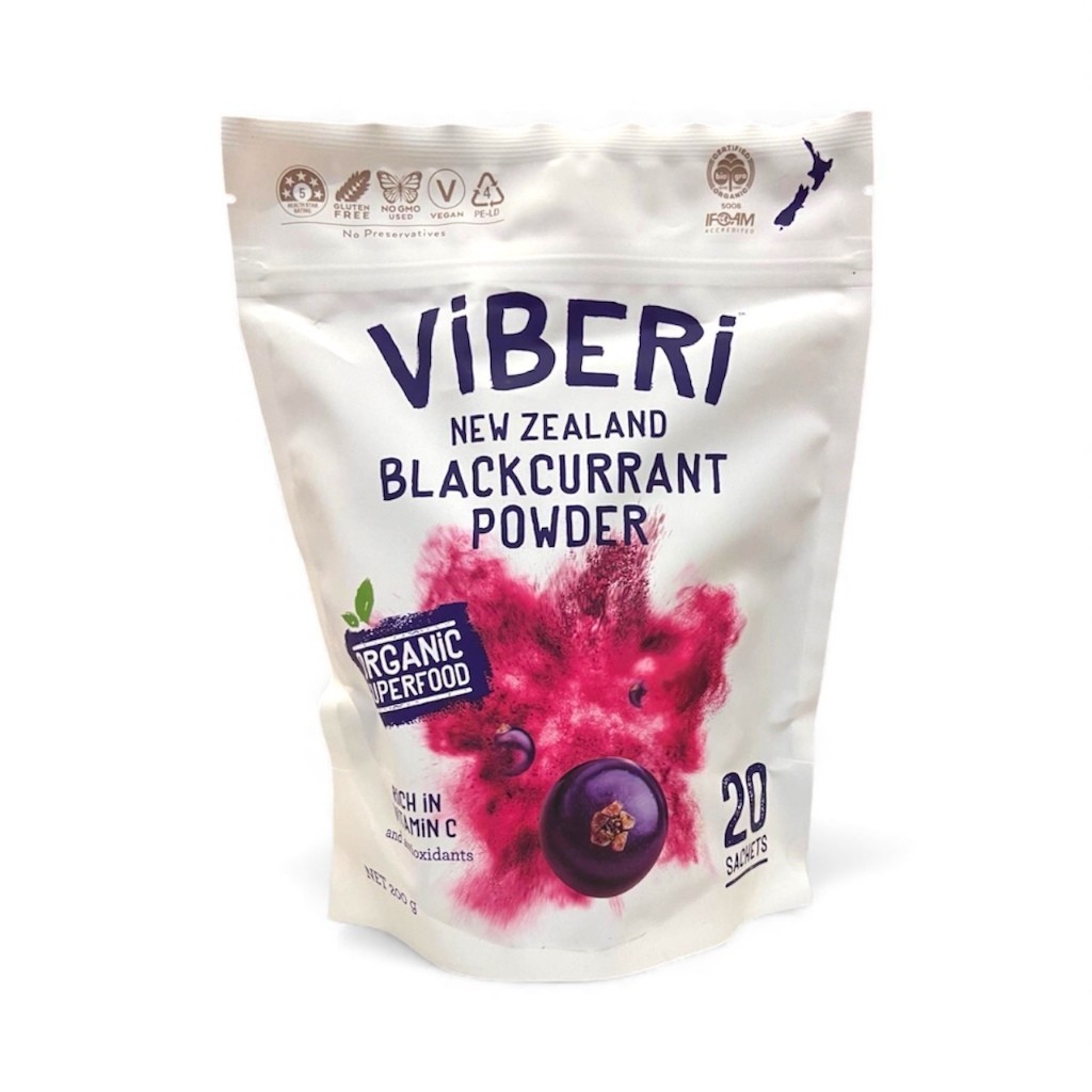 ViBERi New Zealand Organic Blackcurrant Powder 20 x 10g Sachets