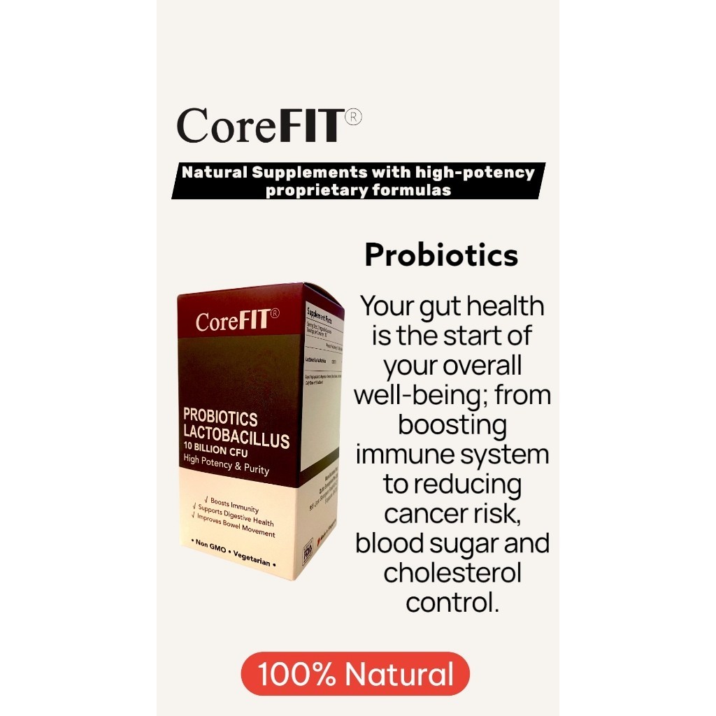 CoreFit Probiotics Lactobacillus 10 Billion CFU 60 Tablets for Gut Health