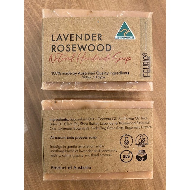 Feurig8 Australian Handmade Soap Bar 100g Natural Cleansing – Lavender Rosewood