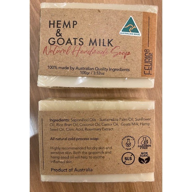 Feurig8 Australian Handmade Soap Bar 100g Natural Cleansing – Hemp & Goats Milk