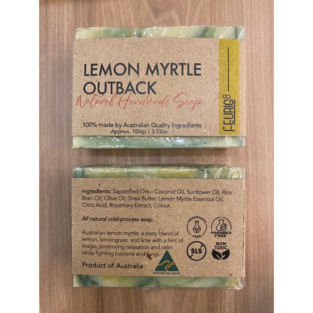 Feurig8 Australian Handmade Soap Bar 100g Natural Cleansing – Lemon Myrtle Outback