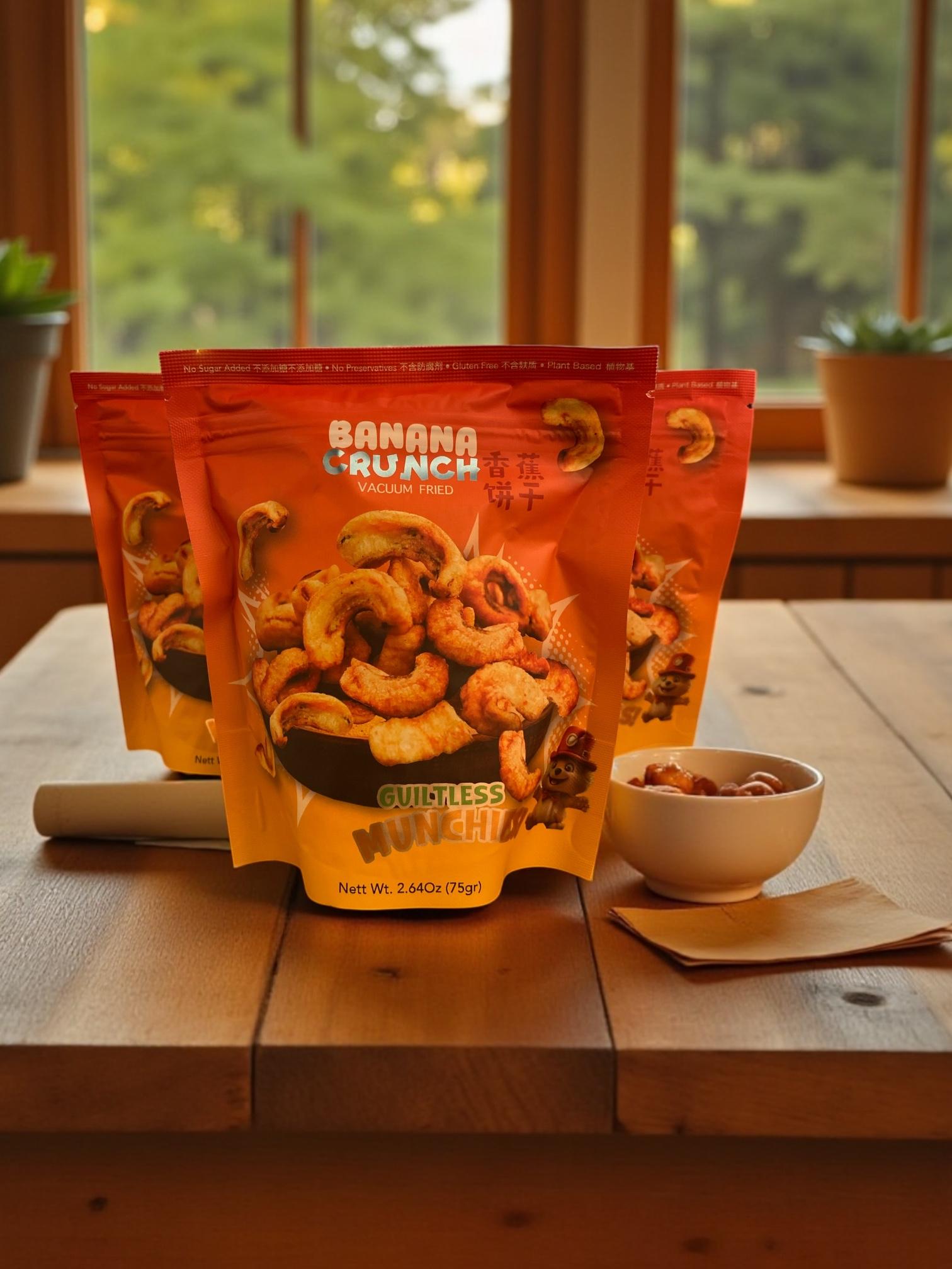 Guiltless Munchies Banana Crunch Bundle 6x75gr HALAL (Premium Banana Cut, Gluten Free, No Sugar Added, No Preservatives)