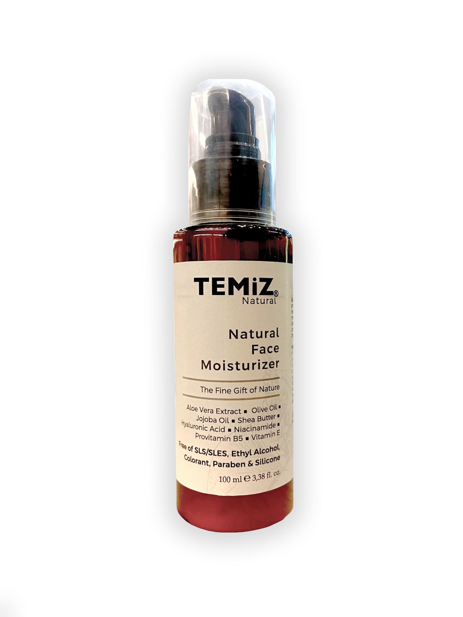 TEMiZ Natural Facial Moisturiser 100ml for A Soft Healthy Refreshing Radiant Look, with Vit B5 & E.