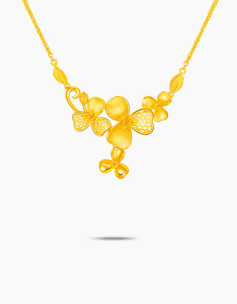 Elegant Gold Butterfly Floral Necklace