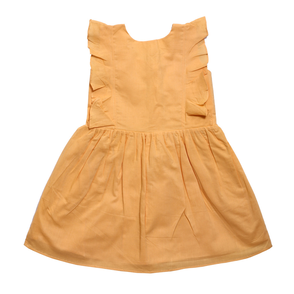 Mish Organic Girls Mustard Cambric Dress with Button details suitable for 6 months-5 years age – 4-5 Years